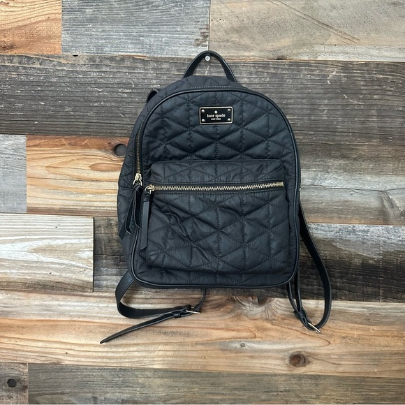 Kate spade Womens Black Quilted Multi- Compartment Backpack Designer Luxe - Picture 1 of 13